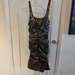 NICOLE MILLER leopard-print cocktail party dress - Size 12